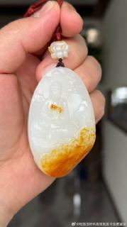 新疆和田��籽料挂件吊坠观音,海派观音造型!真色系色,红皮白肉!皮色保